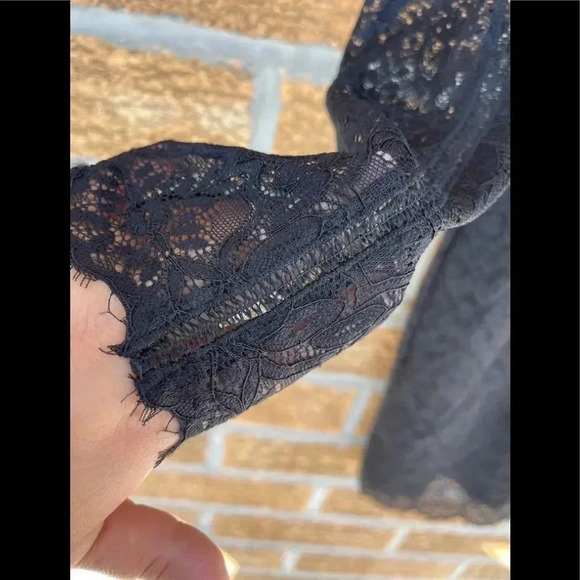 Aritzia Wilfred Dress Black Lace Mesh Mock Neck - Picture 5 of 10